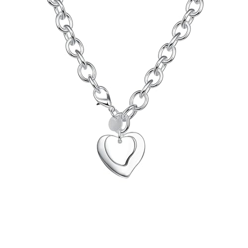 XIPIEIO Klassischer vielseitiger Schmuck Halskette mit Doppelherz-Anhänger Modischer Schmuck für Frauen und Männer Personalisierte und trendige Geschenke von XIPIEIO
