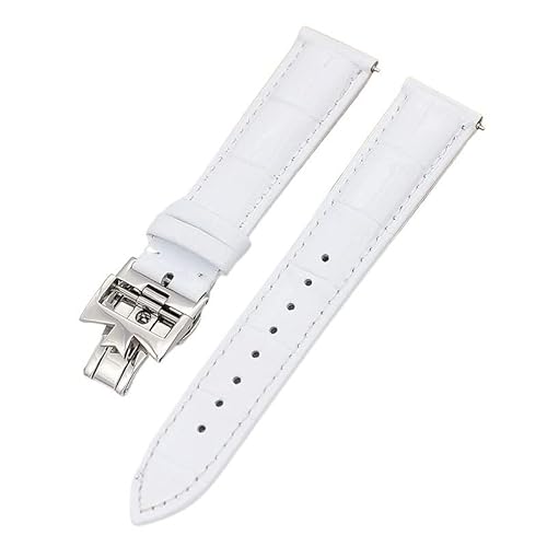 XIRIXX 19mm 20mm 22mm doppelseitige Rindsleder-Uhrenarmbänder für Vacheron VC Uhrenarmband Constantin für Männer und Frauen Rindslederarmbänder(White Silver clasp,22mm) von XIRIXX