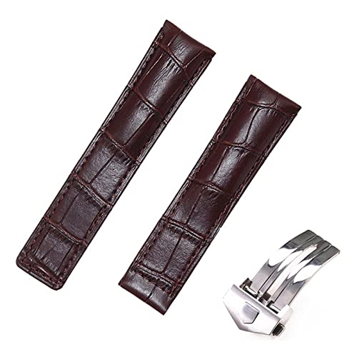 XIRIXX 20/22/24mm Rindsleder Klassisches Armband für TAG HEUER CARRERA Aquaracer MONACO Qualitätsband Weiches Uhrenarmband Handgelenkarmband(With Silver Clasp-01,20mm) von XIRIXX