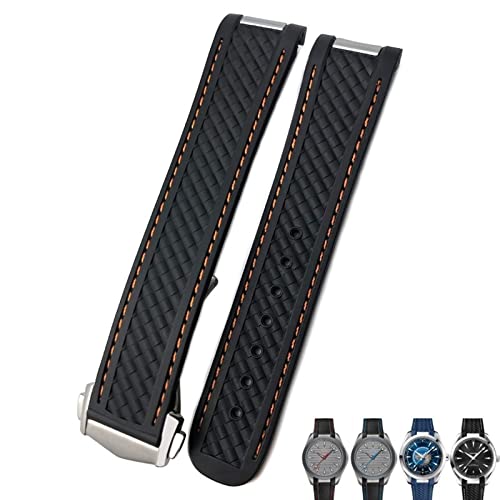 XIRIXX 20 mm Gummi-Silikon-Uhrenarmband, passend für Omega Seamaster 300 AT150 Aqua Terra Ultra Light 8900 Stahlschnalle(Orange Pointed) von XIRIXX