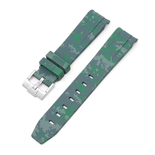 XIRIXX 20 mm Natur-Fluorkautschuk-Uhrenarmband mit gebogenem Ende. Ersatz für Rolex-Armband. Neue grüne Submariner Explorer 2 Rollen-Uhrenarmbänder(Digital Green) von XIRIXX