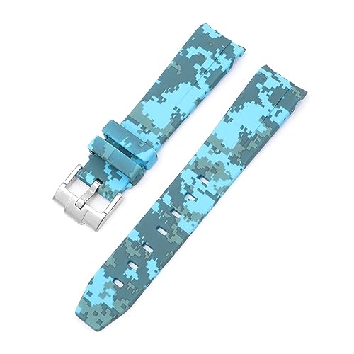 XIRIXX 20 mm Natur-Fluorkautschuk-Uhrenarmband mit gebogenem Ende. Ersatz für Rolex-Armband. Neue grüne Submariner Explorer 2 Rollen-Uhrenarmbänder(Digital light blue) von XIRIXX