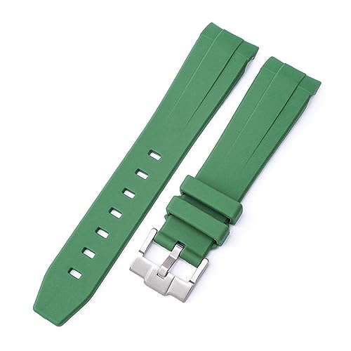 XIRIXX 20 mm Natur-Fluorkautschuk-Uhrenarmband mit gebogenem Ende. Ersatz für Rolex-Armband. Neue grüne Submariner Explorer 2 Rollen-Uhrenarmbänder(Green) von XIRIXX