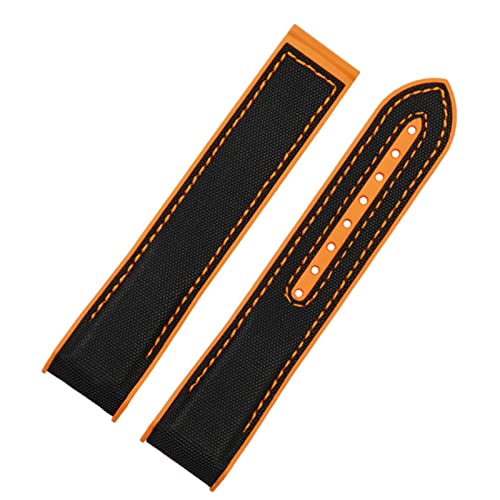 XIRIXX 20mm 22mm Stoff Nylon Gummi Uhrenband Für Omega Seamaster 300 Ocean Watchbänder Schnalle -Werkzeuge Silikongurt(Black orange-no BK,21mm) von XIRIXX