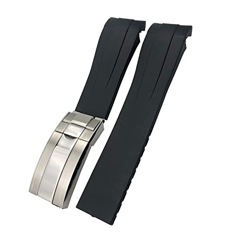 XIRIXX 21mm 22mm Schwarz Rot Blau Gummi Armband Für Rolex DEEPSEA Sea-Dweller Submariner 41mm Tauchen Wasserdichte Silikon armband(Black,21mm DEEPSEA) von XIRIXX