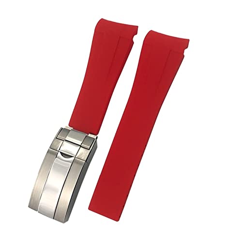 XIRIXX 21mm 22mm Schwarz Rot Blau Gummi Armband Für Rolex DEEPSEA Sea-Dweller Submariner 41mm Tauchen Wasserdichte Silikon armband(Red,21mm DEEPSEA) von XIRIXX