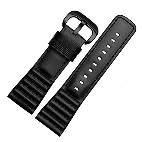 XIRIXX 28mm echtes Leder mit Nähten Armbandschlaufen für Sevenfriday P3B/01 S2/01 Herrenuhrenarmband(Black,28mm Silver button) von XIRIXX