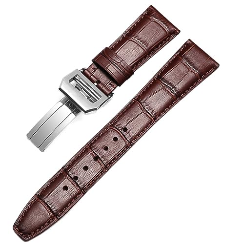 XIRIXX Beobachten Sie Armband für IWC Pilot Watches Portofino Portugieser Männer Strap Watch Accessorie Real Leder Uhren Band Uhrengürtelkette(Brown-Silver Clasp2,20mm) von XIRIXX