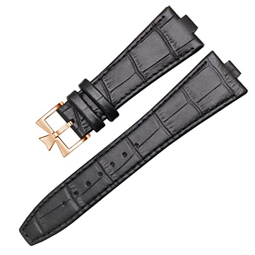 XIRIXX Das Echtlederarmband ist für die Edelstahlschließe Vacheron Constantin OVERSEAS Series 4500V 5500V P47040 geeignet(Black Rose Gold) von XIRIXX