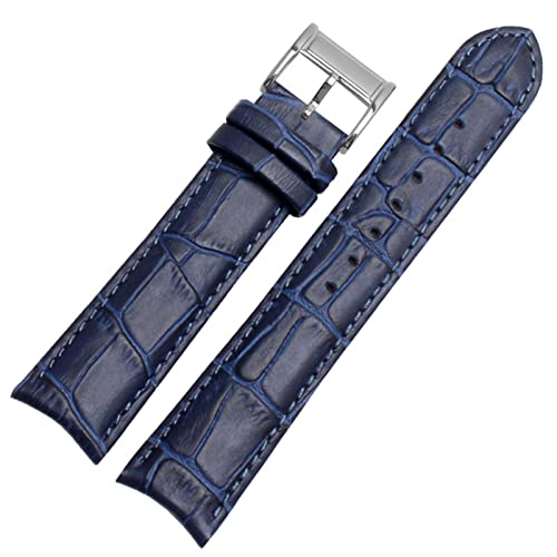 XIRIXX Echtes Leder -Uhrband für Bürger Seiko Armband 20mm Kurve End Kuh Leder schwarz blau braune Träger(Blue silver) von XIRIXX