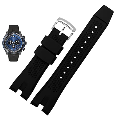 XIRIXX Für Bürger AW1475 1476 1477 CA4154 41555555 Männer Silikon Watchband Sport schweißdes Gummi -Handgelenksgurt Weiches Armband Accessoires 24mm (Color : Black silver, Size : 24mm) von XIRIXX