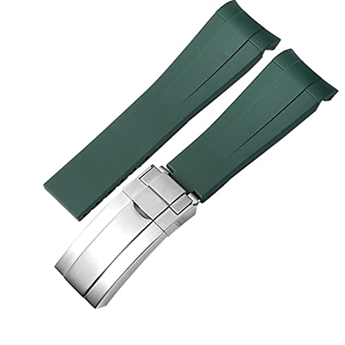 XIRIXX Für Rolex Gummi -Uhr -Gurt Männlich Ditongna Grün Wasser Ghost Diver Green Silicon 20mm 21mm Uhrenband(Green-silver,20mm) von XIRIXX