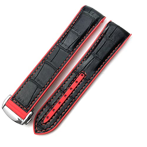 XIRIXX Gummi-Nylon-Lederarmband, 20 mm, 22 mm, 19, 21 mm, für Omega Seamaster GMT Planet Ocean Diver 300, orangefarbenes Silikon-Uhrenarmband, 21 mm von XIRIXX