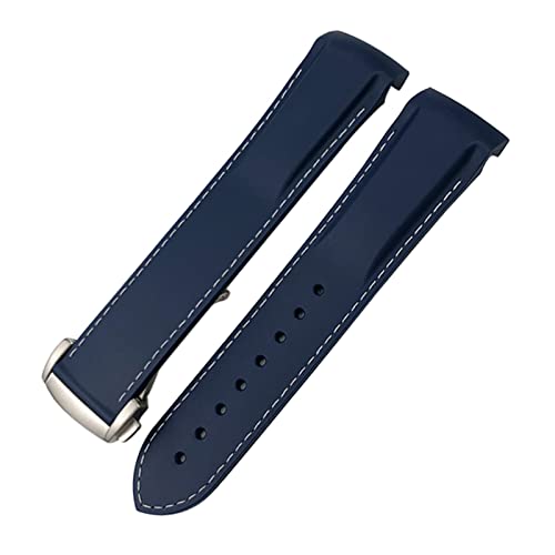 XIRIXX Gummi Silikon Uhrband 19mm 20mm 21mm 22mm Für Longines Hydroconques Eroberung VHP Wasserdichtes Sportwachengurt(Blue white,20mm) von XIRIXX