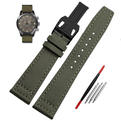 XIRIXX Nylon-Uhrenarmbänder für IWC IW377724 IW371614 Uhrenarmband 20 mm 21 mm 22 mm Armband Schwarz Armygreen Blue Canvas Handgelenkgürtel Uhrenarmband(Green black buckle,20mm) von XIRIXX