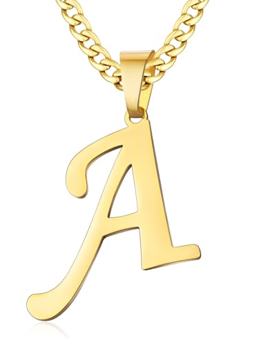 XIRUVE Edelstahl Herren Damen Buchstabe A bis Z Anhänger Initiale Halskette mit 6mm breite Panzerkette Länge Verstellbar A XIRUVE Edelstahl Herren Damen Buchstabe A bis Z Anhänger Initiale Halskette mit 6mm breite Panzerkette Länge Verstellbar A von XIRUVE