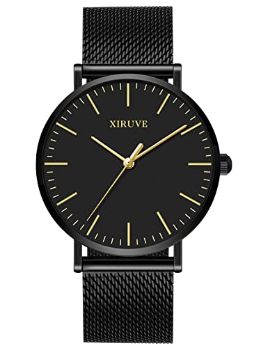 XIRUVE Ultradünne Wasserdicht Damen Herren Armbanduhr Quarz Mesh Edelstahl Minimalistische von XIRUVE