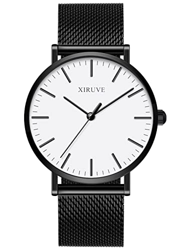 XIRUVE Ultradünne Wasserdicht Damen Herren Armbanduhr Quarz Mesh Edelstahl Minimalistische von XIRUVE
