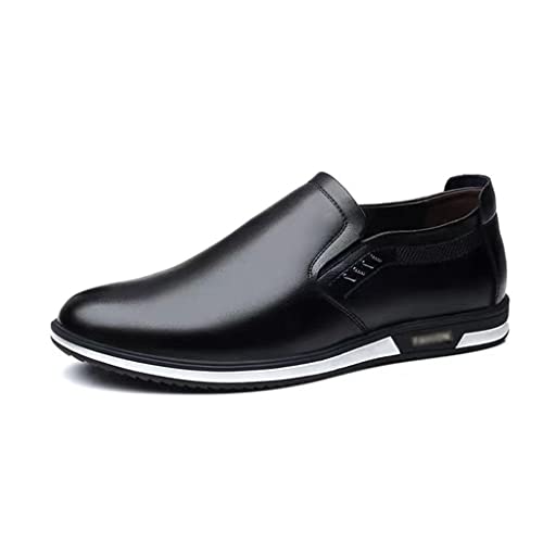 XISHIN Freizeitschuhe aus Leder for Herren, wasserdichte, leichte, rutschfeste PU-Freizeitschuhe, sportliche, atmungsaktive, Flache Turnschuhe (Farbe : Schwarz, Größe : 43) von XISHIN