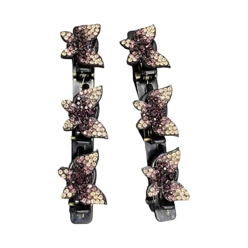 1 Paar doppelschichtige, rutschfeste Strass-Haarspange für Damen, Pony-Styling und Seitenteil-Zubehör, dekorativer Clip für Hochsteckfrisuren von XITEA