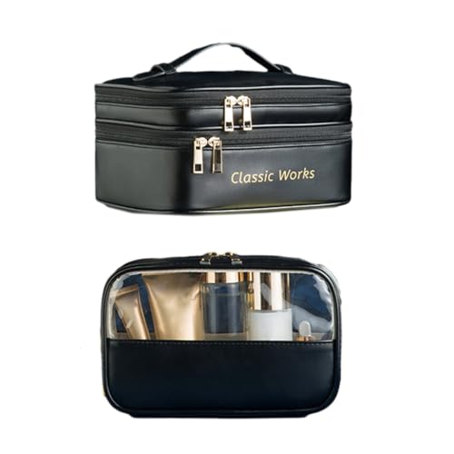 2 x wasserdichte Make-up-Tasche, Kulturbeutel, großes Fassungsvermögen, Make-up-Organizer-Tasche, Schwarz von XITEA