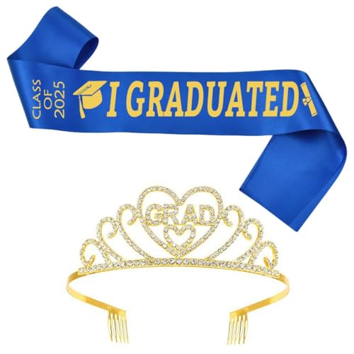 2025 Damen Abschluss Kronen und Schärpe Set Unisex Abschluss Etikette Gürtel für Abschluss Hochzeit von XITEA