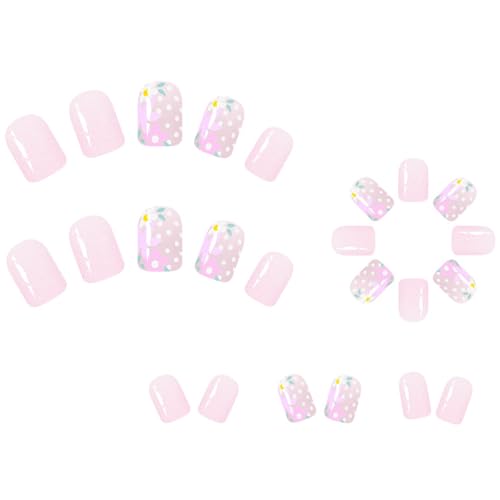 24 quadratische Nägel zum Aufdrücken, glänzendes Design, französische künstliche Acryl-Klebstoffe für Frauen, Design für falsche Nägel von XITEA