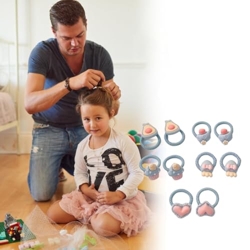 Bunte Haargummis für kleine Mädchen mit weichem Gummi und Acryl-Anhänger für den täglichen Gebrauch, 10 Stück von XITEA