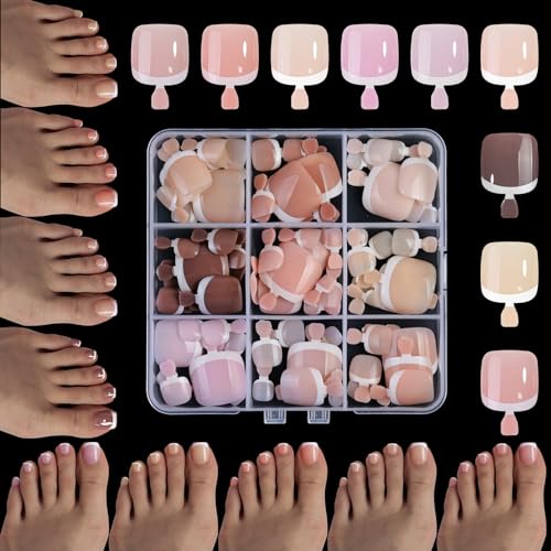French Tip Press on Nails Fake Nails Mandel Tips Full White False Nails Stick On Nails Reusable Nails For Women von XITEA