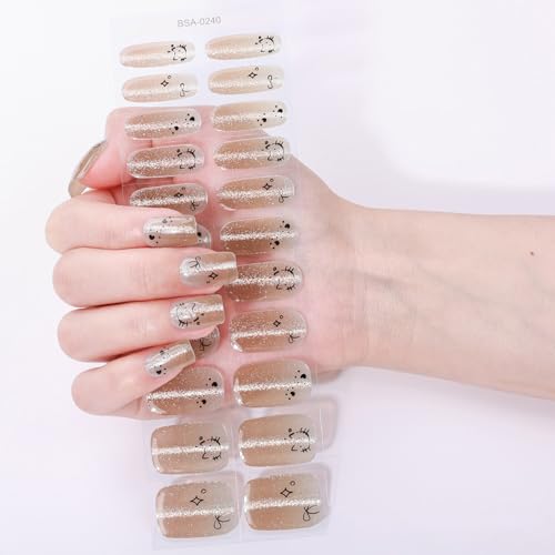 Gel-Nägel, Applikationen, Glitzer, volle Wraps, modische Augendesigns, lange Haltbarkeit, Maniküre-Zubehör für Damen, wasserdichte Nagelfolien von XITEA