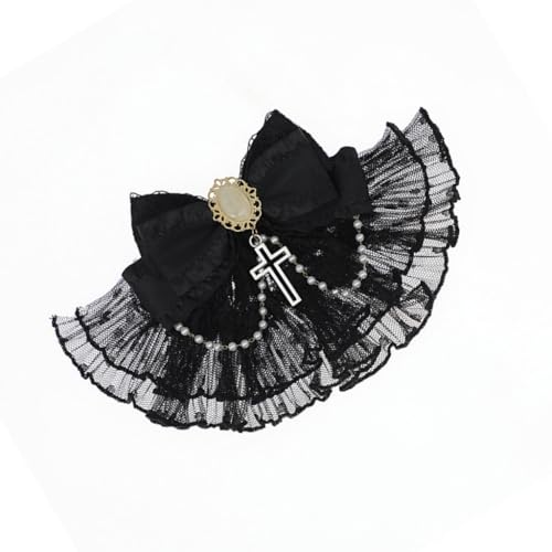 Jabot-Haarspange mit Spitzen-Schleife, für Damen, gekreuzte Anhänger-Haarschleifen, 2000er-Jahre-Punk-Haarspange, alle passenden Haardekorationen von XITEA