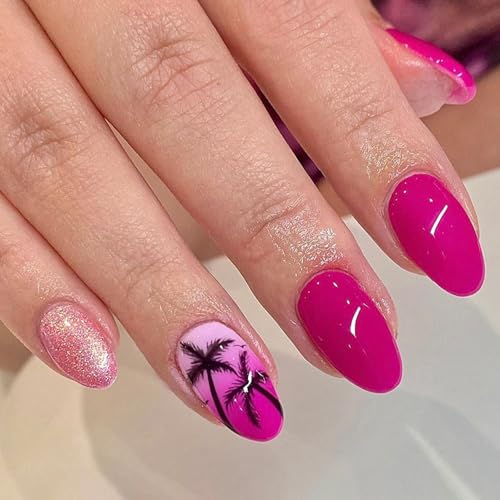 Mandel-Nägel zum Aufdrücken, glänzendes Design, französische künstliche Acrylkleber, für Damen, transparent, 24 Stück von XITEA