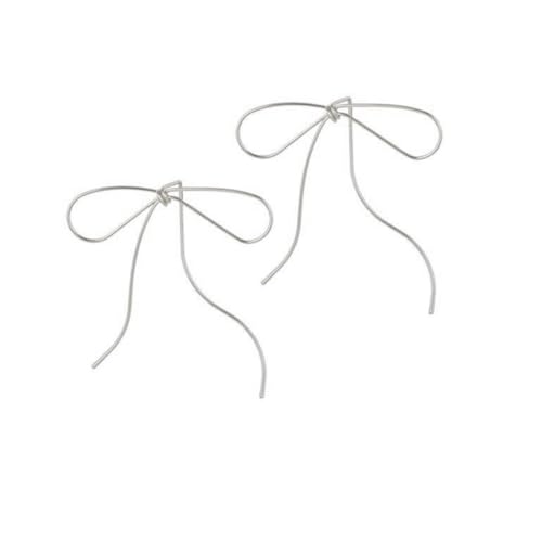 Metallschleife Quasten Tropfen Ohrringe für Frauen 2024 Koreanische Mode Bowknot Anhänger Ohrstecker Ohrringe Ohrschmuck Mode, Metall von XITEA