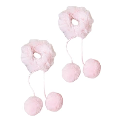 Plüsch-Haargummis für weibliche Mädchen mit Pompons, Anime-Haargummi, süße Haargummis für Teenager, Mädchen, Winter-Kopfbedeckung von XITEA