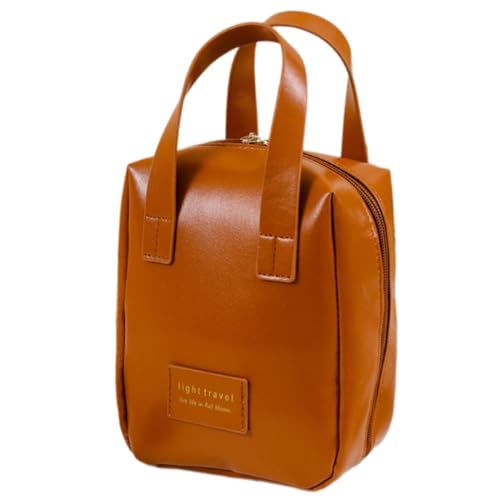 Stilvoller großer Reise-Kosmetik-Organizer mit mehreren Fächern, Make-up-Tasche für Damen, mokkabraun von XITEA