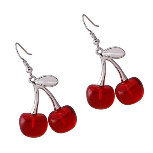 Verspielte Kirschen Legierung Ohrtropfen verspielte Kirschen Legierung Ohrringe Schmuck elegant baumeln Ohrbügel für den täglichen Gebrauch, Metall von XITEA