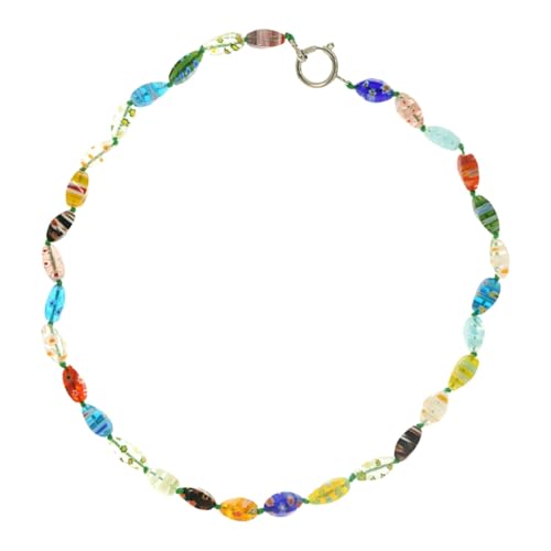 XITEA Einzigartige Halskette aus Muranoglas, bunte Perlen, handgefertigt, Schlüsselbein, Halsschmuck, Accessoire für Damen und Mädchen, Glas/glasiert von XITEA
