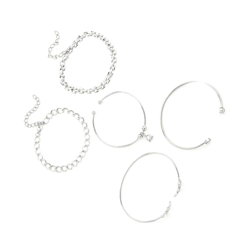 XITEA Elegante Armreifen mit Strassverzierung, offene Manschette mit stabilen Legierungsmaterialien für den täglichen und formellen Gebrauch, 5 Stück von XITEA