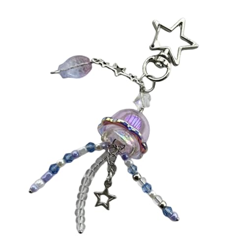 XITEA Eleganter Stern-Telefon-Anhänger mit fließenden Quallen-Quasten, eleganter Stern-Handyanhänger mit Quallen-Quasten, Keychain, Harz von XITEA