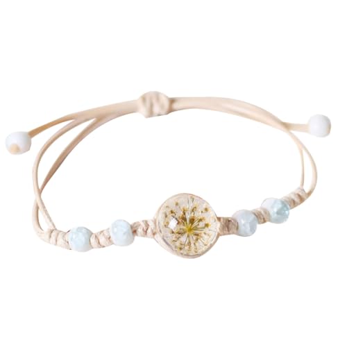 XITEA Handgewebtes Armband mit Keramikperlen, verstellbare Länge, gewachste Schnur, geflochtene Handkette, Schmuck von XITEA