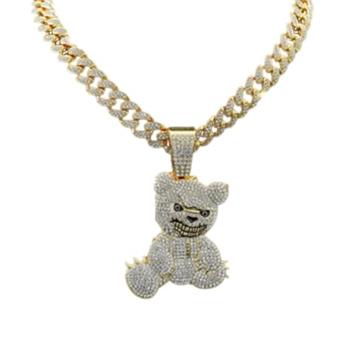 XITEA Hip-Hop-Anhänger in Bärenform für Herren und Damen, Strass, Charm, Schlüsselbeinkette, Weihnachtsschmuck für den täglichen Gebrauch, Metall von XITEA