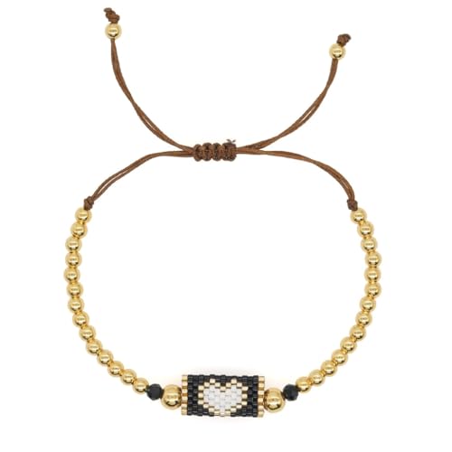 XITEA Modisches, geflochtenes handgewebtes Armband, stilvolles Armband mit Kristall- und goldfarbenen Kupferperlen für Trendsetter von XITEA