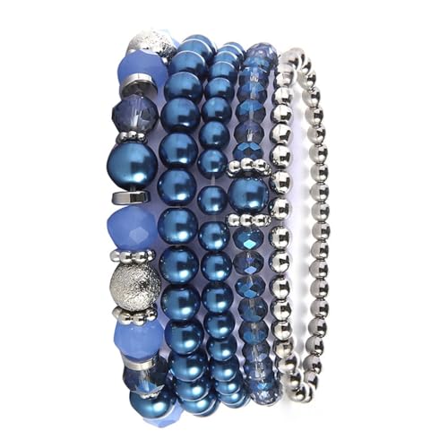 XITEA Set mit 5 stilvollen Kristallperlen-Armband-Set, elegantes Kristallperlen-Armband-Set, Zubehör für lässige und formelle Outfits XITEA Set mit 5 stilvollen Kristallperlen-Armband-Set, elegantes Kristallperlen-Armband-Set, Zubehör für lässige und formelle Outfits von XITEA