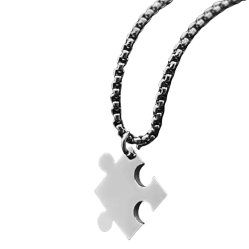 XITEA Stabile Stahl-Herz-Puzzle-Halsketten, zierliche Paar-Halsketten mit Herz-Puzzle-Designs, Anhänger für den täglichen Gebrauch, Titanstahl von XITEA