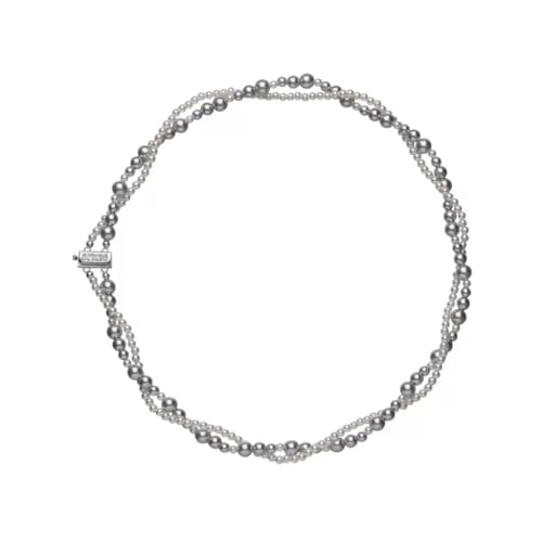 XITEA Stilvolle Doppelstrang-Halskette mit Kunstperlen, Magnetverschluss, verstellbare Halskette, vielseitiger Modeschmuck von XITEA