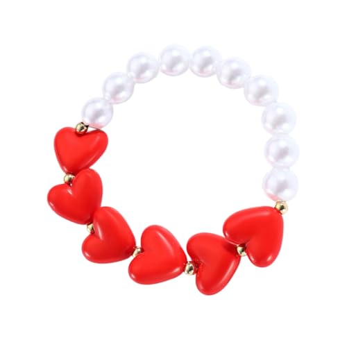XITEA Stilvolle Herz-Designs Harzperlen-Halskette Armband mit Kunstperlen, geeignet für den täglichen Gebrauch von Damen, Perlen von XITEA