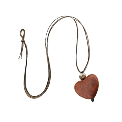 XITEA Tragbare, stabile Holz-Herz-Anhänger-Halskette für Frauen, die handgefertigte künstlerische Mode-Accessoires schätzen, Baum von XITEA