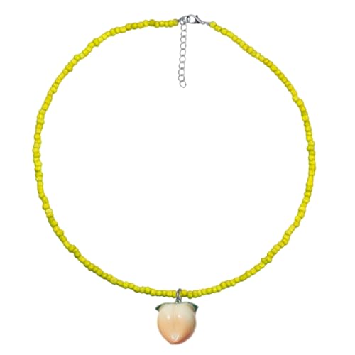 XITEA Verstellbare Harzperlen-Halskette mit Obst-Anhänger, bunte Schlüsselbeinkette, stilvoller Schmuck für Modeliebhaber, Harz von XITEA