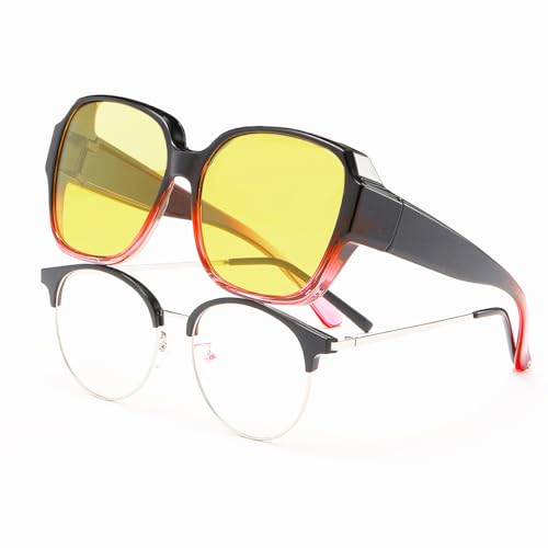 Nachtsichtbrille für Autofahrer Damen Herren Polarisierte Anti-Blendung Gelb Gläser Nachtfahrbrille Ultra Leicht UV400 Schutz von XITUADDA