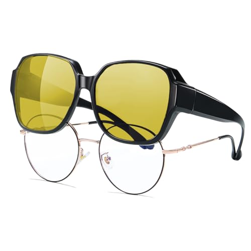 Nachtsichtbrille für Autofahrer Damen Herren Polarisierte Anti-Blendung Gelb Gläser Nachtfahrbrille Ultra Leicht UV400 Schutz von XITUADDA